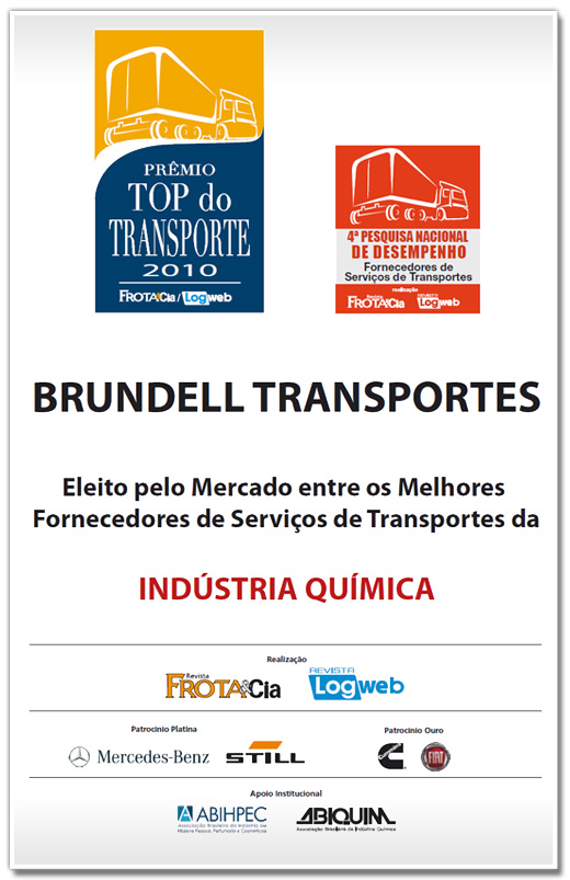 Prêmio - Top do Transporte 2010 - Frota&Cia / Revista LogWeb